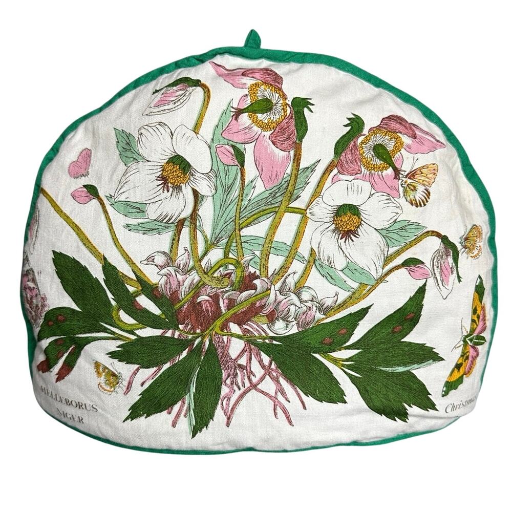 Portmeirion Botanical Garden tea cozy Christmas Rose cotton England 9x12